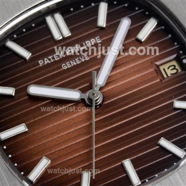 Patek Philippe Nautilus Automatic with Brown Dial-Leather Strap