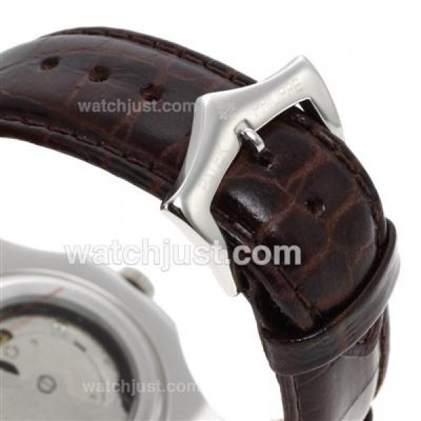 Patek Philippe Nautilus Automatic with Brown Dial-Leather Strap