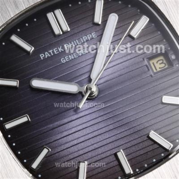 Patek Philippe Nautilus Automatic with Blue Dial-Leather Strap