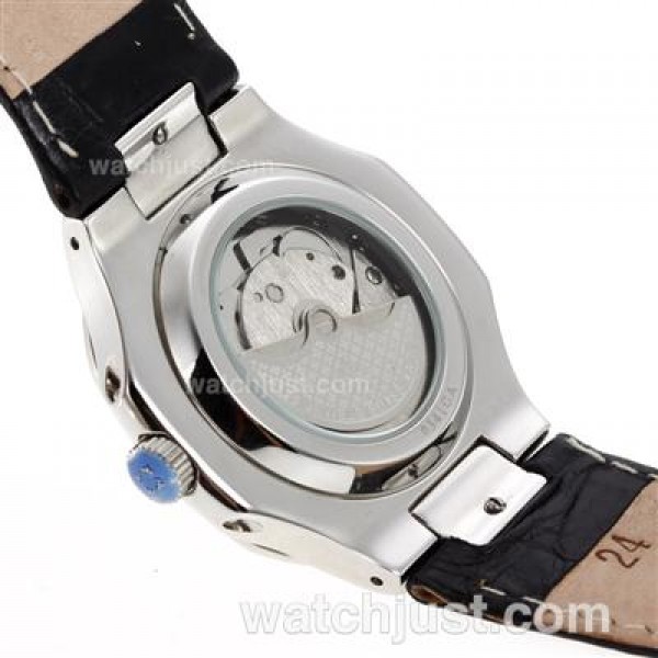 Patek Philippe Nautilus Automatic with Blue Dial-Leather Strap