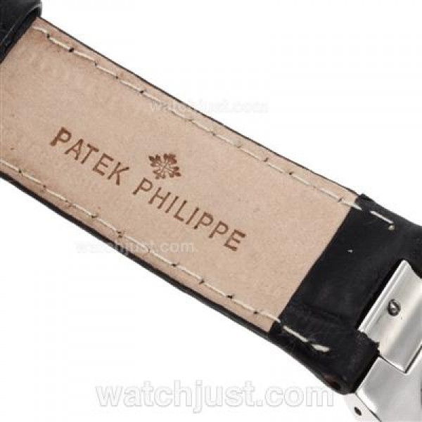 Patek Philippe Nautilus Automatic with Blue Dial-Leather Strap