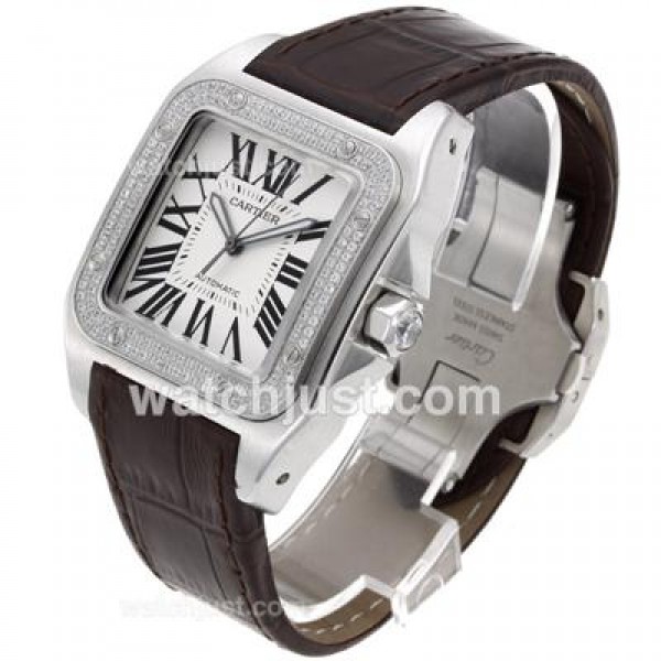 Best Quality Cartier Santos 100 Fake Watches With White Dials For Sale
