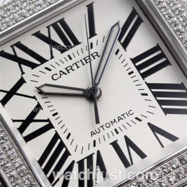 Best Quality Cartier Santos 100 Fake Watches With White Dials For Men