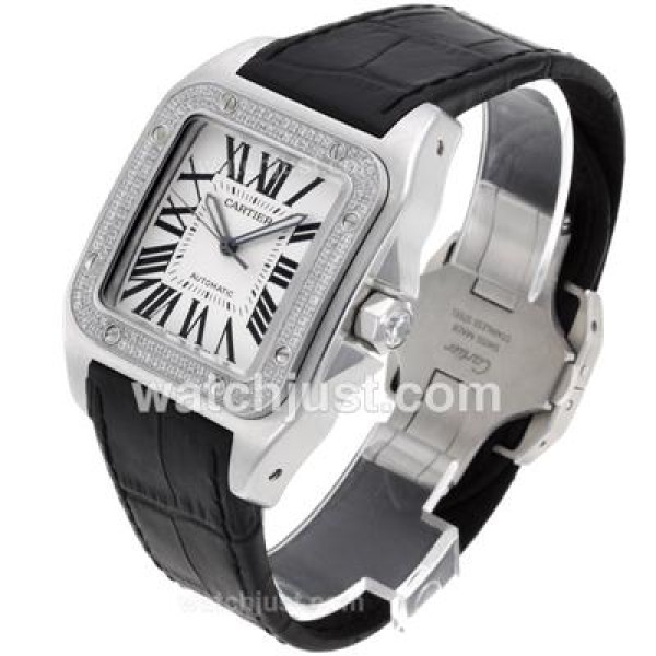 Best 1:1 Cartier Santos 100 Replica Watches With White Dials Online