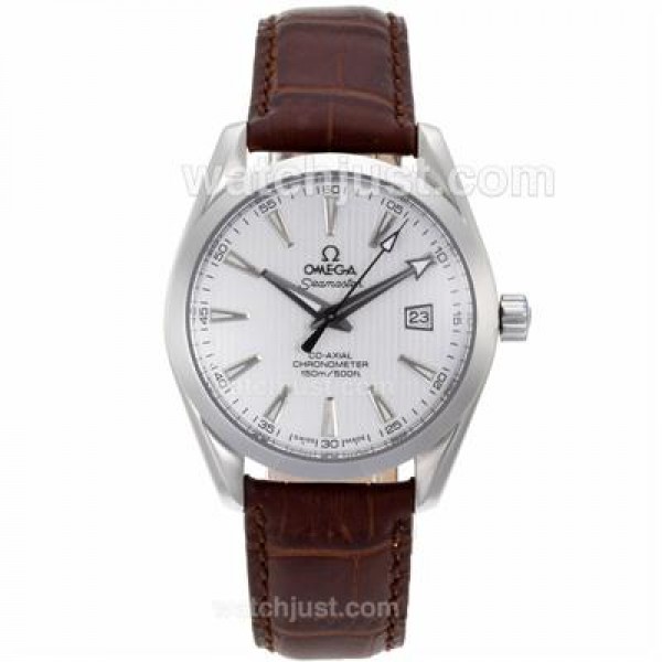 Omega Seamaster Automatic with White Dial-Leather Strap