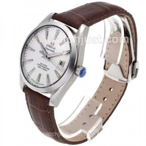 Omega Seamaster Automatic with White Dial-Leather Strap
