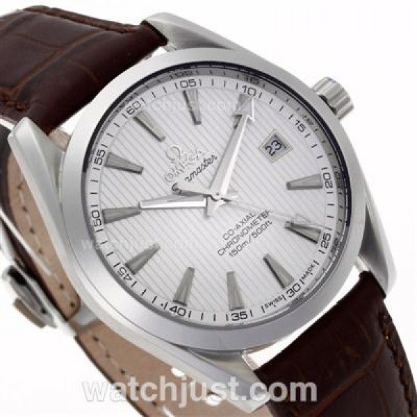 Omega Seamaster Automatic with White Dial-Leather Strap