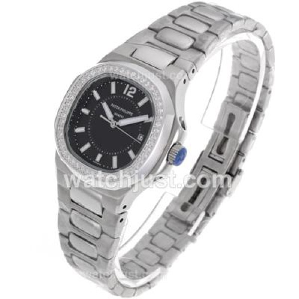 Patek Philippe Nautilus Diamond Bezel with Black Dial S/S