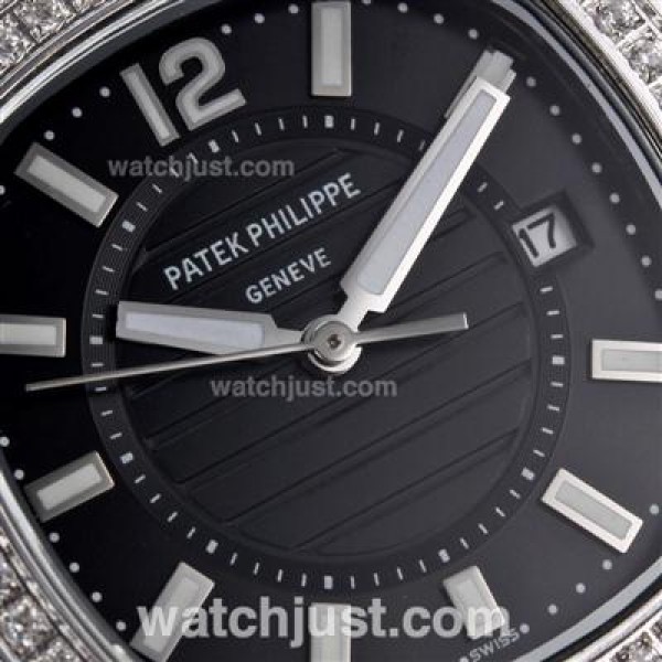 Patek Philippe Nautilus Diamond Bezel with Black Dial S/S