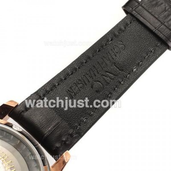 IWC Portuguese Automatic Number Markers Rose Gold Case with Black Dial-Leather Strap