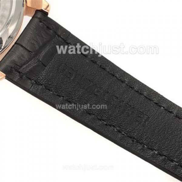 IWC Portuguese Automatic Number Markers Rose Gold Case with Black Dial-Leather Strap
