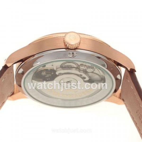 IWC Portuguese Automatic Number Markers Rose Gold Case with White Dial-Leather Strap