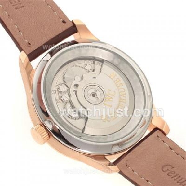 IWC Portuguese Automatic Number Markers Rose Gold Case with White Dial-Leather Strap