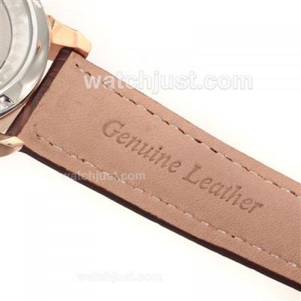 IWC Portuguese Automatic Number Markers Rose Gold Case with White Dial-Leather Strap