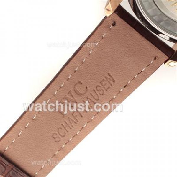IWC Portuguese Automatic Number Markers Rose Gold Case with White Dial-Leather Strap
