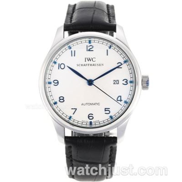 IWC Portuguese Automatic Number Markers with White Dial-Leather Strap