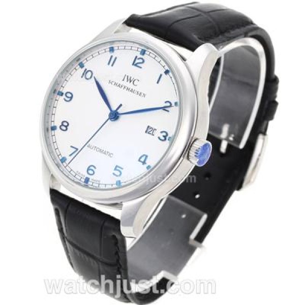 IWC Portuguese Automatic Number Markers with White Dial-Leather Strap