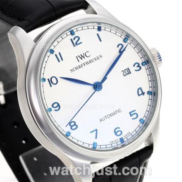 IWC Portuguese Automatic Number Markers with White Dial-Leather Strap