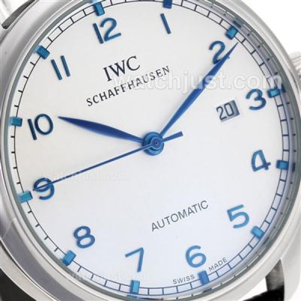 IWC Portuguese Automatic Number Markers with White Dial-Leather Strap