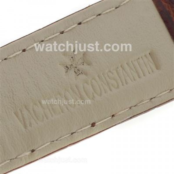 Vacheron Constantin Malte Swiss ETA 2824 Movement Rose Gold Case with White Dial-Leather Strap