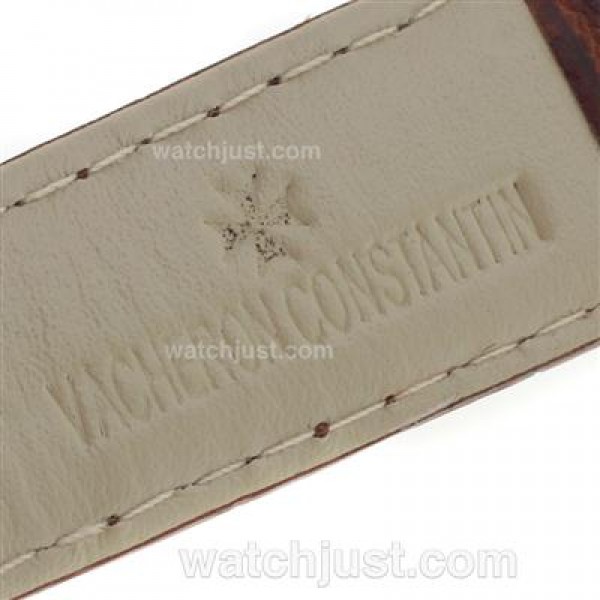 Vacheron Constantin Malte Swiss ETA 2824 Movement with White Dial-Brown Leather Strap