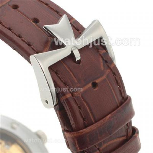 Vacheron Constantin Malte Swiss ETA 2824 Movement with White Dial-Brown Leather Strap