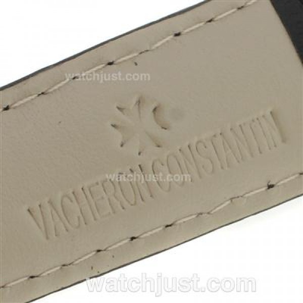 Vacheron Constantin Malte Swiss ETA 2824 Movement Rose Gold Case with Black Dial-Leather Strap