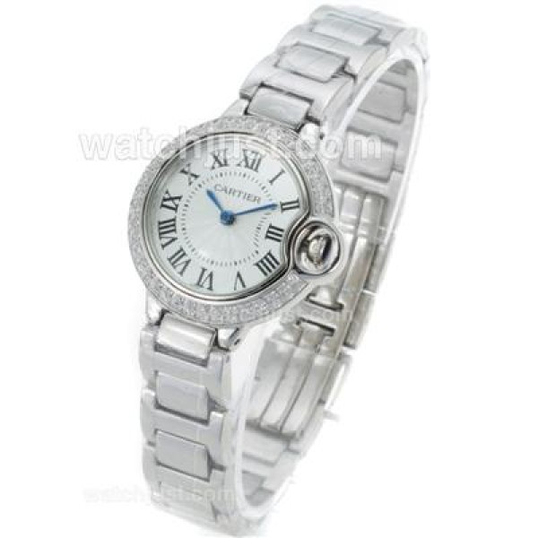 Cartier Ballon bleu de Cartier Diamond Bezel with White Dial-Lady Size