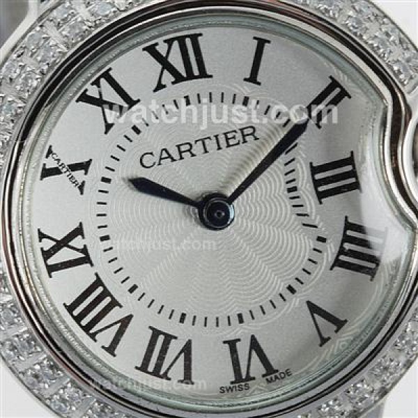 Cartier Ballon bleu de Cartier Diamond Bezel with White Dial-Lady Size