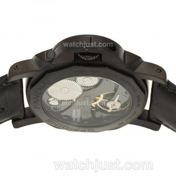Panerai Marina Militare Unitas 6497 Movement PVD Case with Black Dial-Black Movement