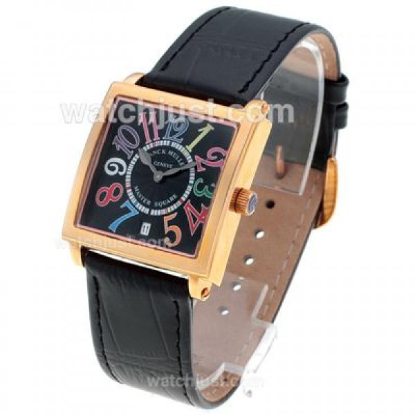 Franck Muller Master Square Rose Gold Colorfull Number Markers with Black Dial-Mid Size