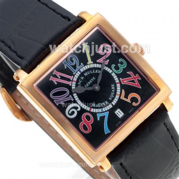 Franck Muller Master Square Rose Gold Colorfull Number Markers with Black Dial-Mid Size