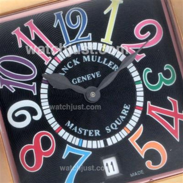 Franck Muller Master Square Rose Gold Colorfull Number Markers with Black Dial-Mid Size