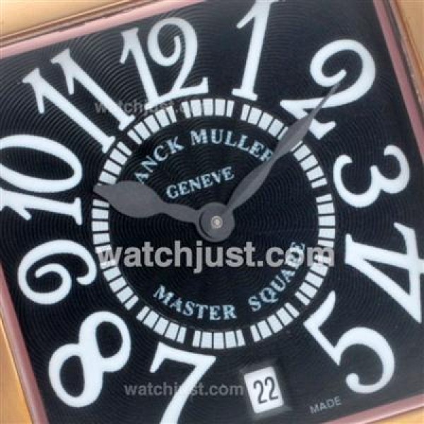 Franck Muller Master Square Rose Gold White Number Markers with Black Dial-Mid Size