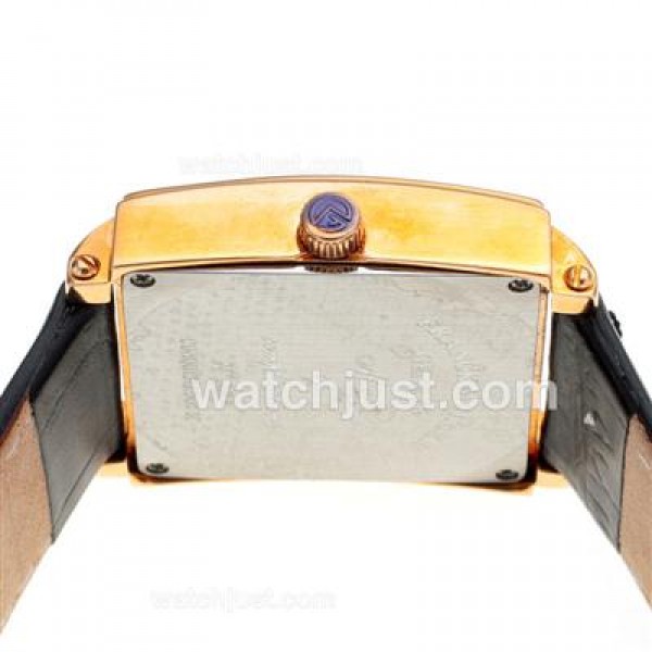 Franck Muller Master Square Rose Gold White Number Markers with Black Dial-Mid Size