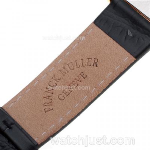 Franck Muller Master Square Rose Gold White Number Markers with Black Dial-Mid Size