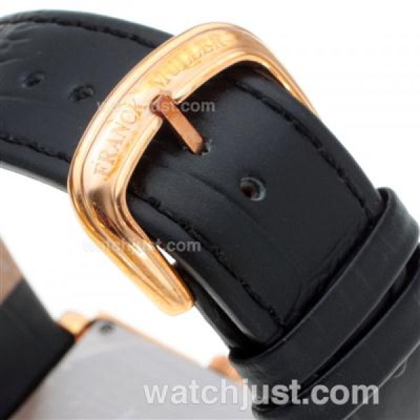 Franck Muller Master Square Rose Gold White Number Markers with Black Dial-Mid Size