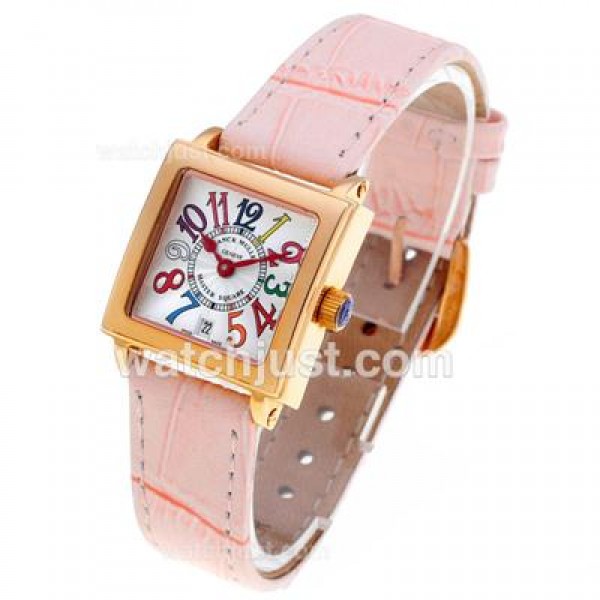 Franck Muller Master Square Rose Gold Colorfull Number Markers with White Dial-Lady Size