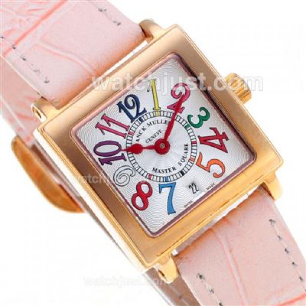 Franck Muller Master Square Rose Gold Colorfull Number Markers with White Dial-Lady Size