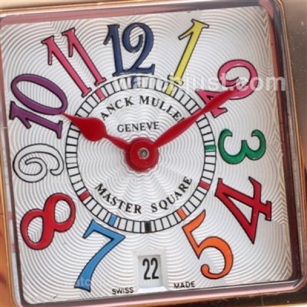 Franck Muller Master Square Rose Gold Colorfull Number Markers with White Dial-Lady Size
