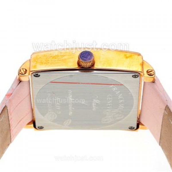 Franck Muller Master Square Rose Gold Colorfull Number Markers with White Dial-Lady Size