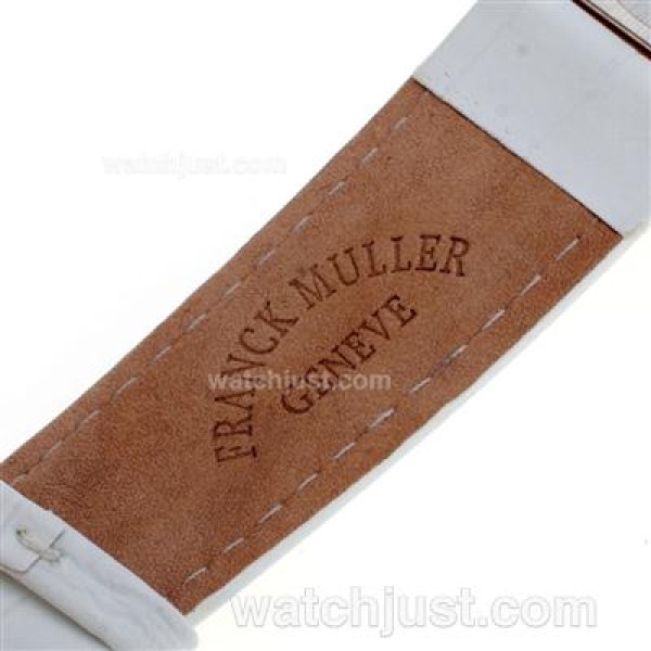 Franck Muller Master Square Rose Gold Black Roman Markers with White Dial-Lady Size