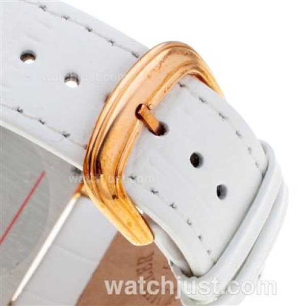 Franck Muller Master Square Rose Gold Black Roman Markers with White Dial-Lady Size