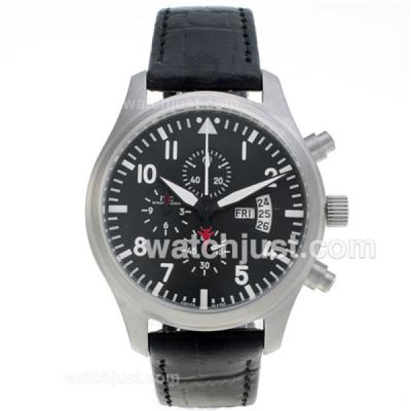 IWC 3789 Top Gun Pilot Working Chronograph with Black Dial-Leather Strap