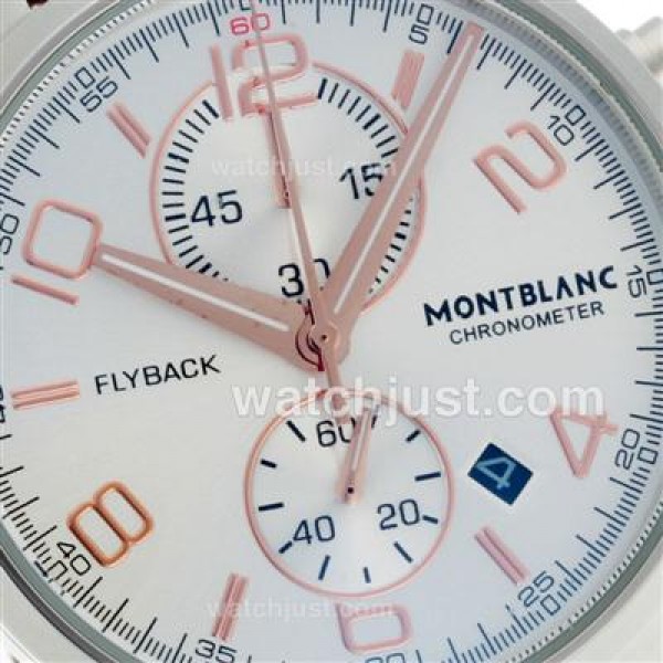 Montblanc Flyback Working Chronograph with White Dial-Leather Strap
