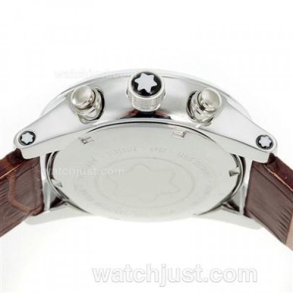 Montblanc Flyback Working Chronograph with White Dial-Leather Strap