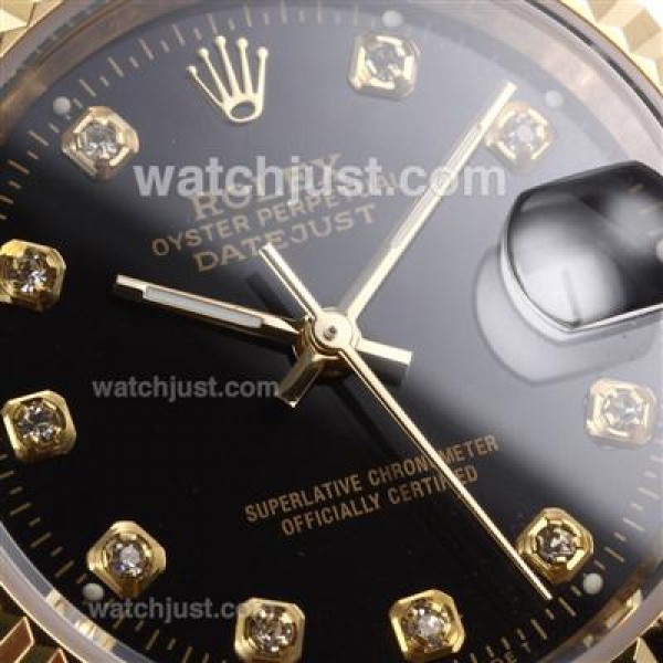 Luxury Rolex Datejust Fake Watches With Black Dials And Gold Cases For Sale
