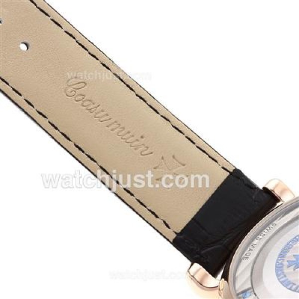 Vacheron Constantin Tourbillon Automatic Rose Gold Case with Black Checkered Dial-Leather Strap