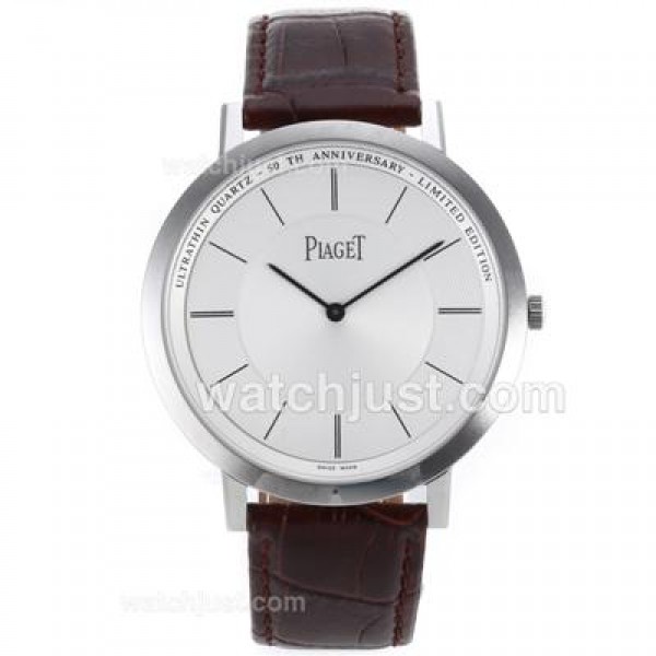 Piaget Altiplano Swiss ETA Movement Stick Markers with White Dial-Leather Strap