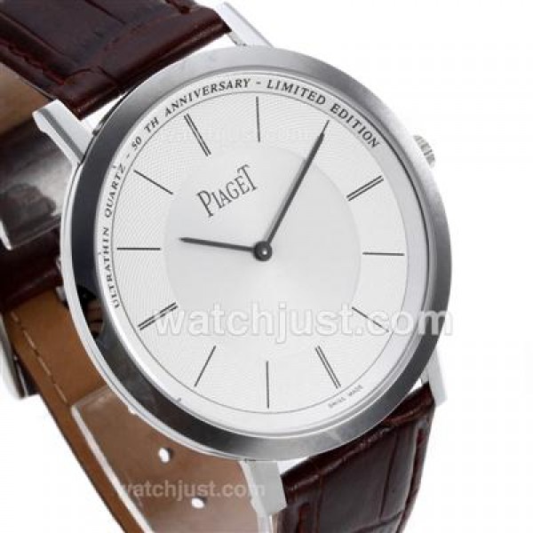 Piaget Altiplano Swiss ETA Movement Stick Markers with White Dial-Leather Strap